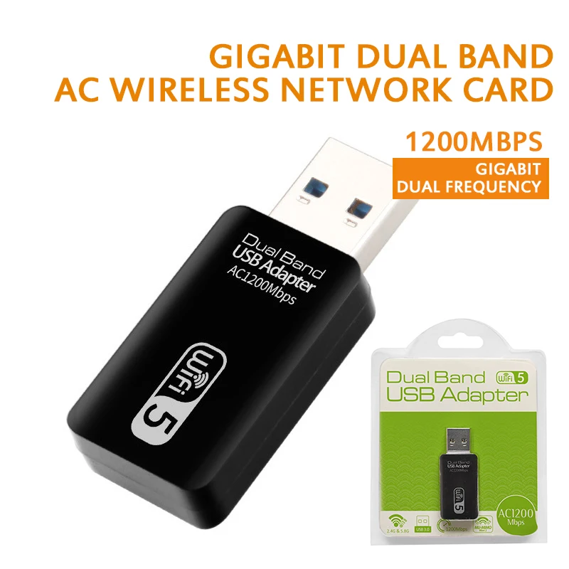 

Беспроводной USB Wi-Fi сетевой адаптер для компьютерной карты с антенной RYRA 2,4 + 5 ГГц 1200Mbps