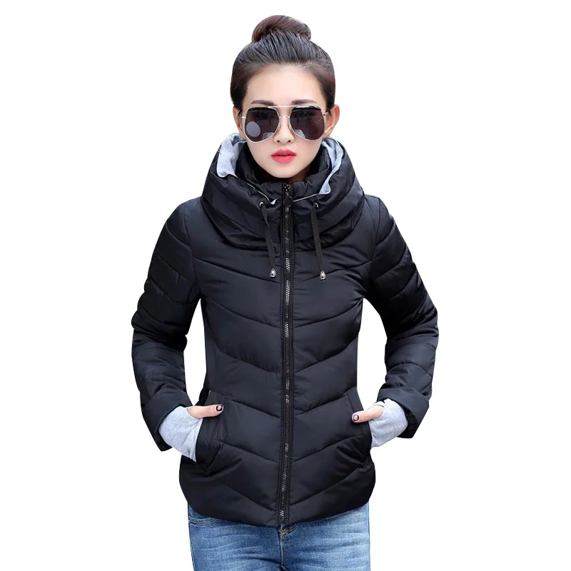 

Woman Solid Color Hooded Bread Jackets Female Warm Cotton Padded Parkas Ladies Outerwear Thick Coats Wadded Warm Parkas G213