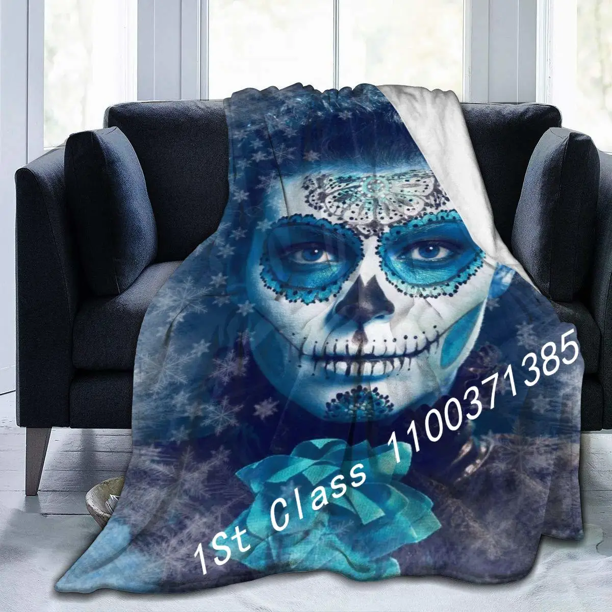 

Sugar Skull Santa Muerte Concept Throw Blanket Lightweight Flannel Fleece Blanket for Couch Bed Sofa Travelling Camping for Kids