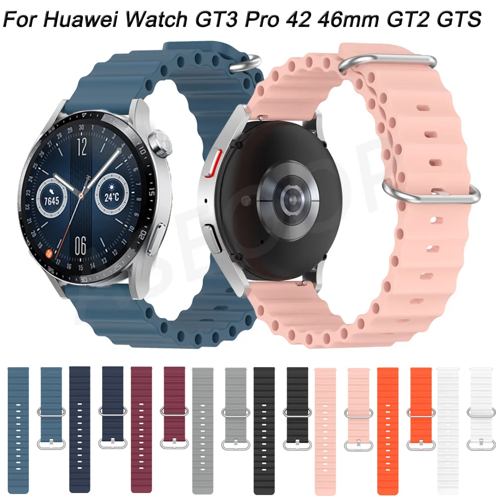 

Силиконовый ремешок Ocean для Huawei Watch GT3 4 GT2 Pro 42 46 мм GTR Смарт-часы Honor Magic Huawei GT Runner 46 мм браслет