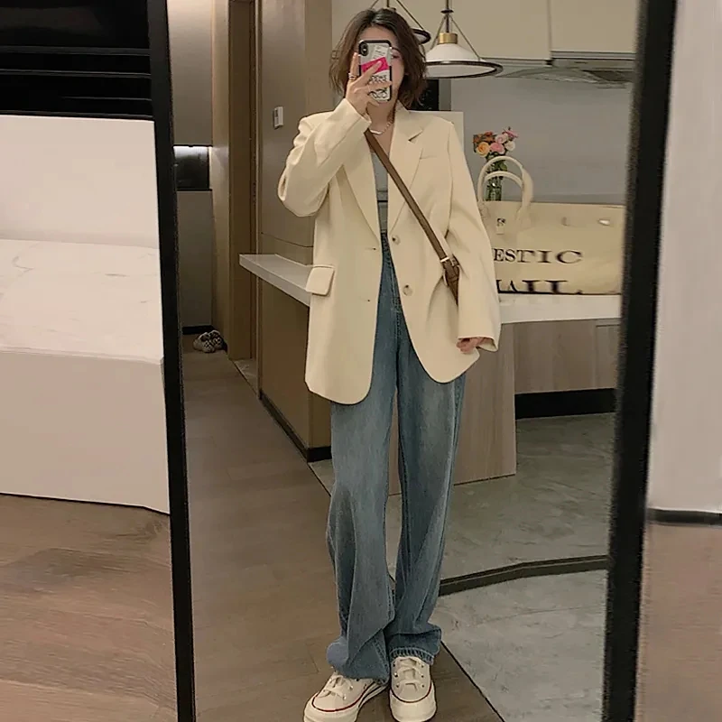 

2022 Spring Autumn New Suit Jacket Female Jacket Korean Women Blazer Temperament Basic Coat Loose Small Suit Women Jacket