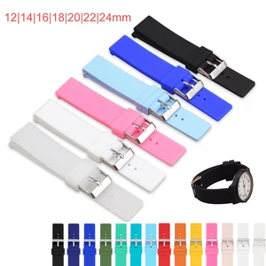Imported 12mm 14mm 16mm 18mm 20mm 22mm 24mm Silicone Replacement Watch Band Universal Rubber Sport Waterproof