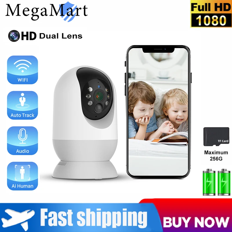 

3MP Wireless Dome Camera WiFi Indoor HD 5x Zoom PTZ IP Cameras 256G 4000mAh Color Night Vision Intelligent Detection Smart Cam