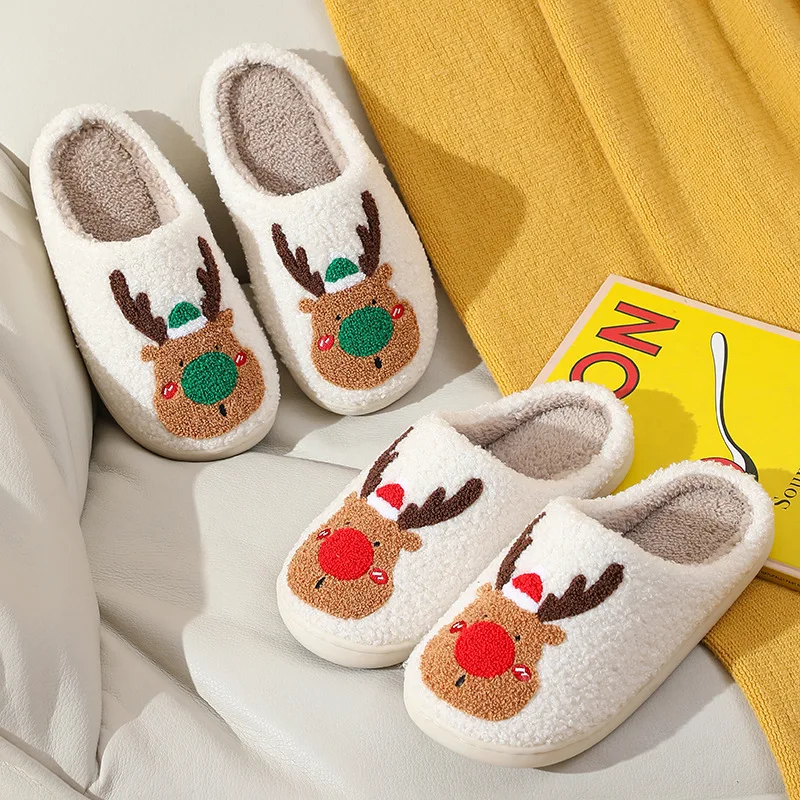 New Winter Warm Cotton Slippers Non-slip Breathable Wear-resistant Cotton Shoes Indoor Home Comfortable Plush Couples Slippers