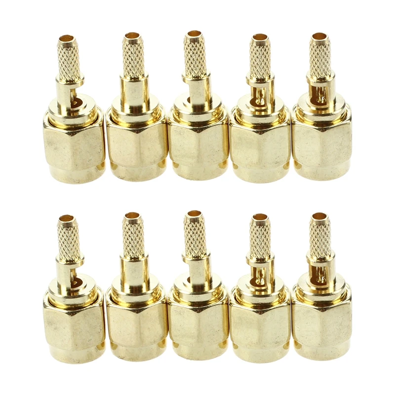

10 X SMA Male Straight Crimp RG174 RG188 RG316 LMR100 RF Coax Connector