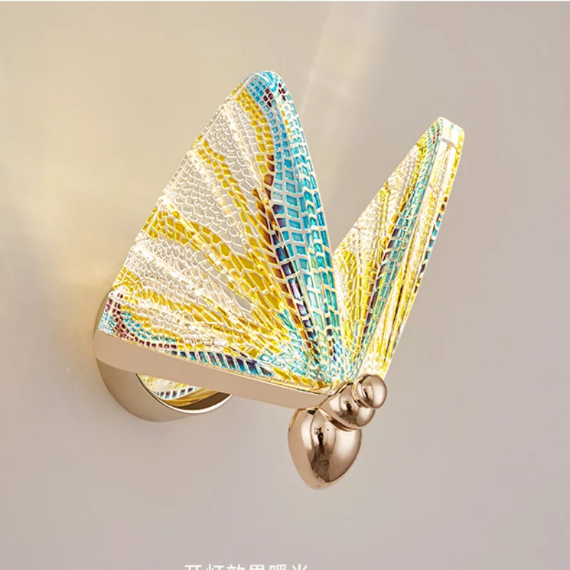 

Light Luxury Wall Lamp Bedroom Bedside Lamp Living Room Television Background Wall Wall Lamp Nordic Butterfly Wall Lamp