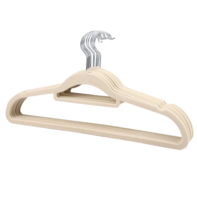 

Hot YO-10 Pcs Flocking Hanger Non-Slip Plastic Flocking Velvet Coat Flocked Custom Hanger Seamless Drying Rack