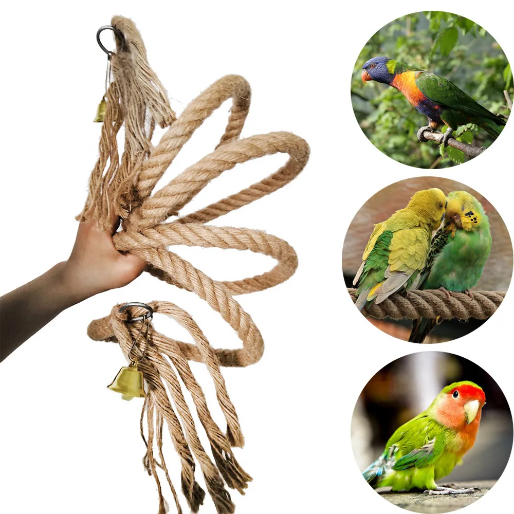

Parrot Rope Hanging Braided Budgie Chew Rope Cockatiel Toy Pet Stand Training Accessories Climb Swing Supplies