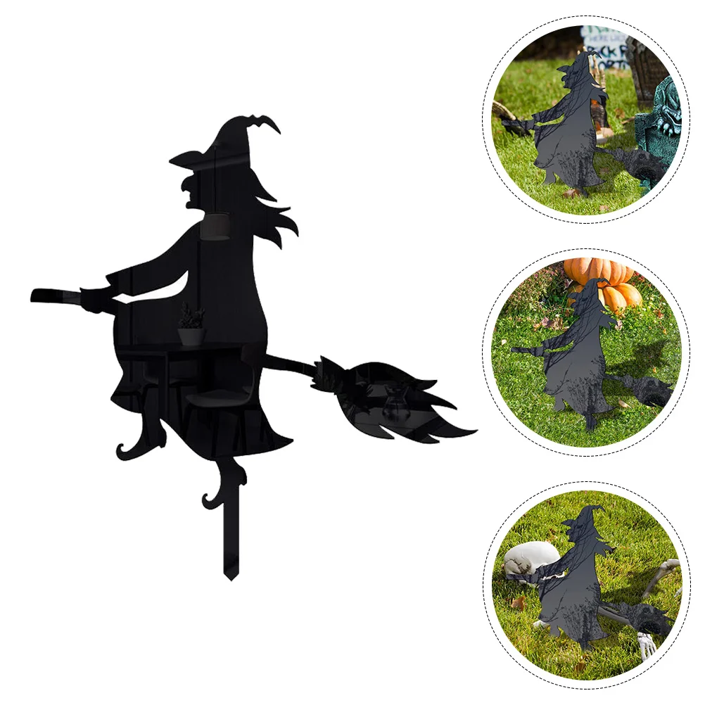 

Witch Yard Sign Decor Signs Stakes Stake Lawn Decoration Garden Insert Decorations Outdoor Silhouette Treat Or Trick Scary