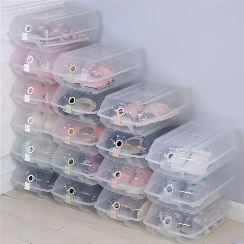 

6PCS Plastic Shoes Storage Box Thickened Anti-dust Box Large Transparent Shoe Box for Men and Women