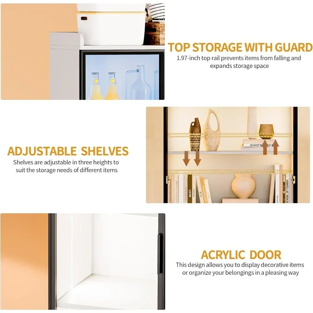 Стеклянный шкаф с акриловой стеклянной дверью стандартный книжный 3-цветным