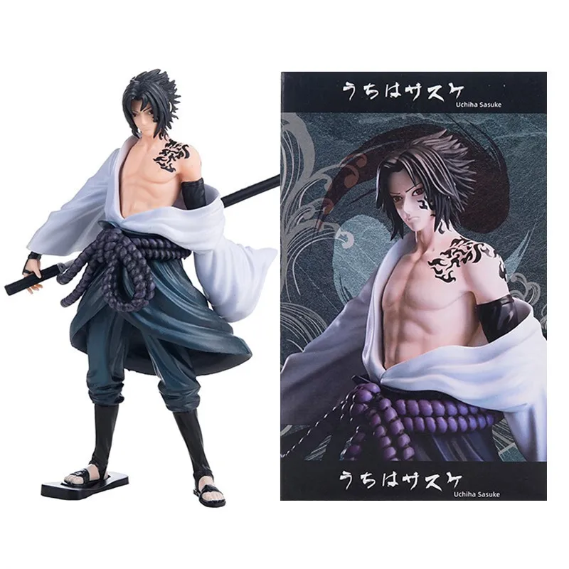 

24CM Naruto Shippuden Anime Character Uchiha Sasuke Statue Curse Print Action Figure PVC Collection Toy Children's Holiday Birth