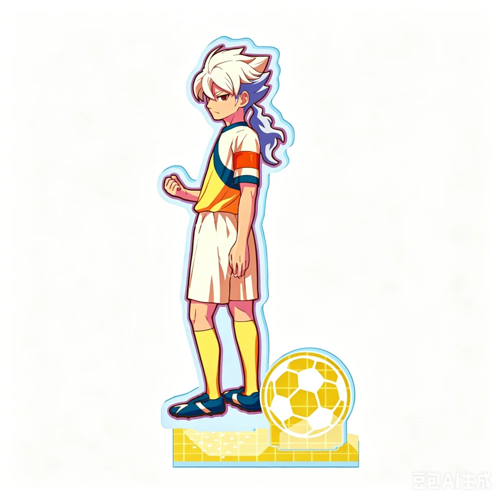 Фото Новый акриловый брелок-подставка Inazuma Eleven: фигурка Эндо Гоэнджи в футбольной форме, мультяшный стиль, декор для рабочего стола, сувенир с персонажем №4