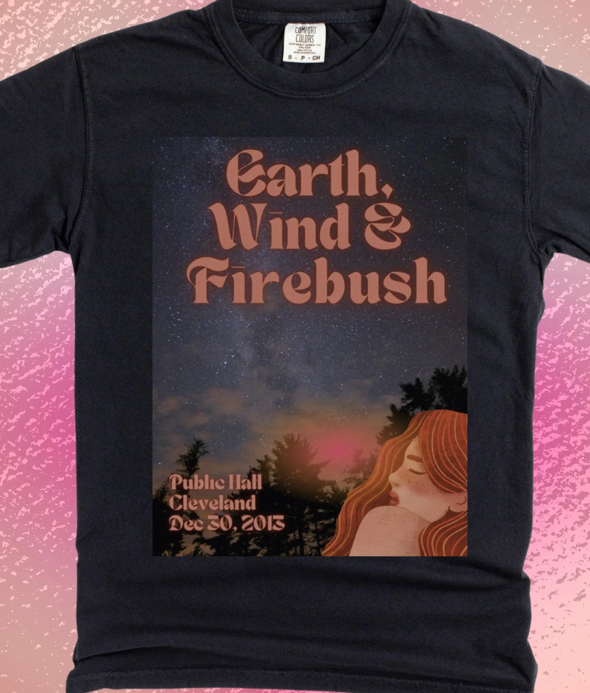 Концертная футболка Earth Wind Firebush окрашенная пигментом вдохновленная оранжевым