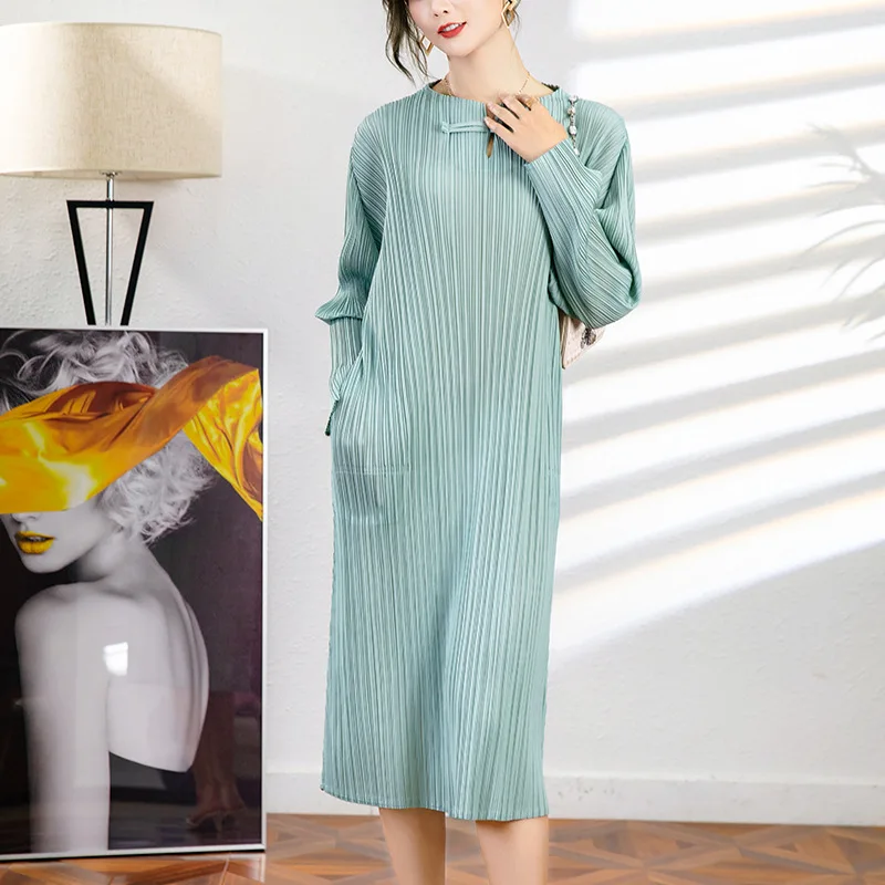 

Miyake pleated women's spring and autumn temperament commuter French dress women's waist slim design mid-length skirt