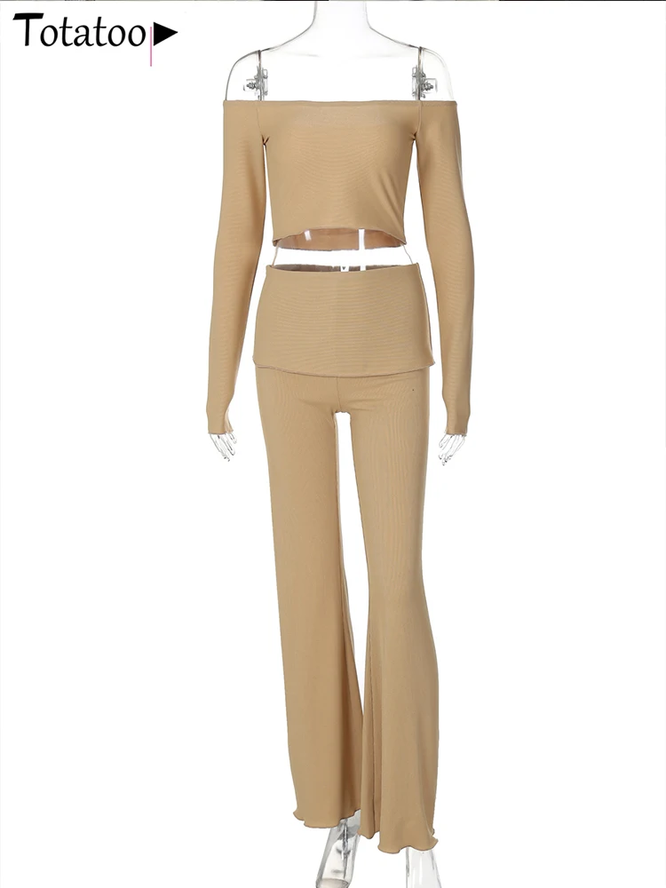 Женский спортивный костюм из двух предметов Totatop укороченные и расклешенные