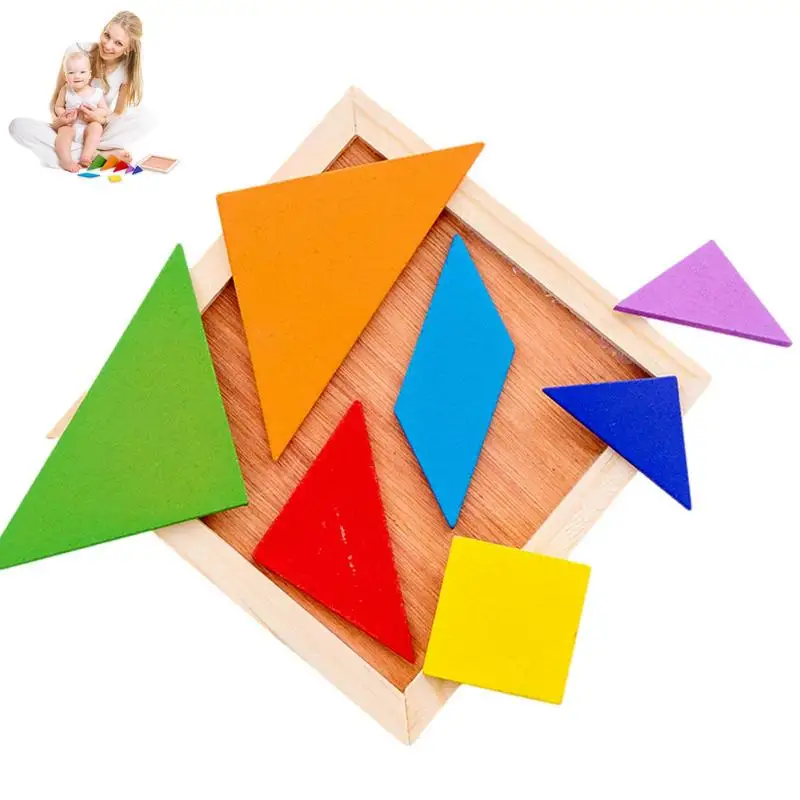 

Пазлы Tangram для детей, 7 шт., классические деревянные пазлы-танграммы, игрушки для игр, красочные Обучающие подарки, танграммы для детей