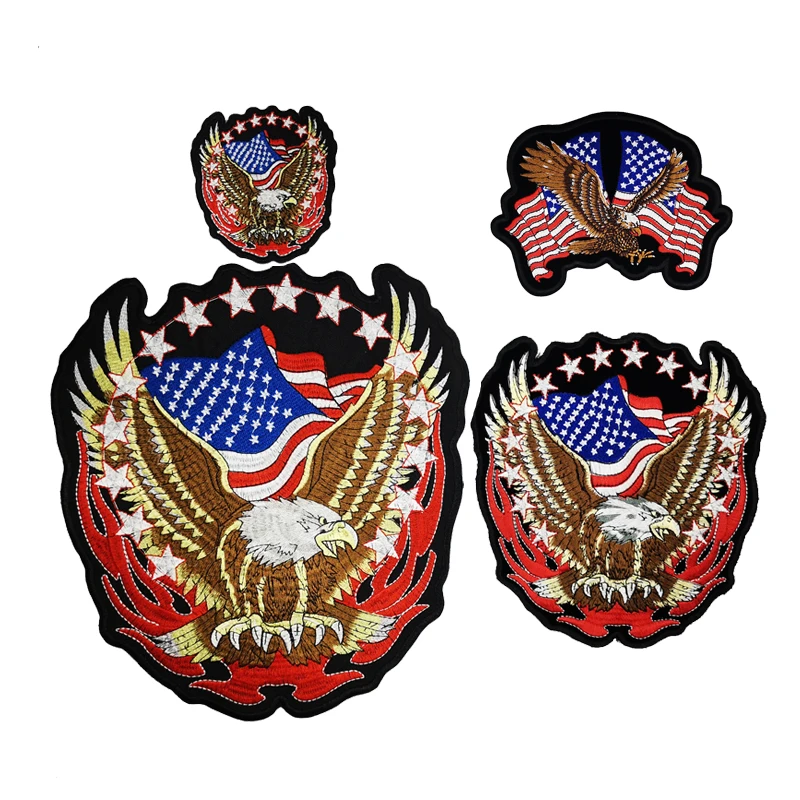 Большие нашивки с вышивкой Spread Wings Eagle Flying национальный флаг страны США для куртки