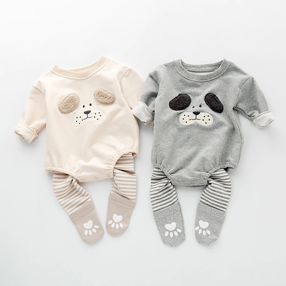 

2Pcs Newborn Fall Jumpsuit Baby Boy Girl Long Sleeve Rompers 2023 New Infant Toddler Clothes Cotton Bodysuit Solid Color 0-12M