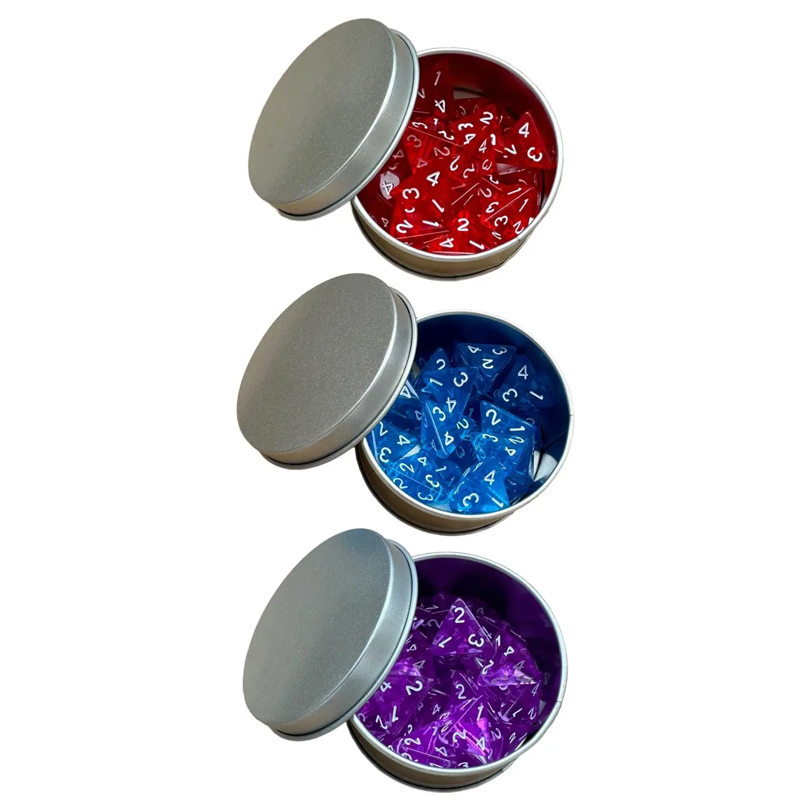 25 Count Pack of 4 Sided Dice Role Playing Game Dices Acrylic Polyhedral Set D4 16mm