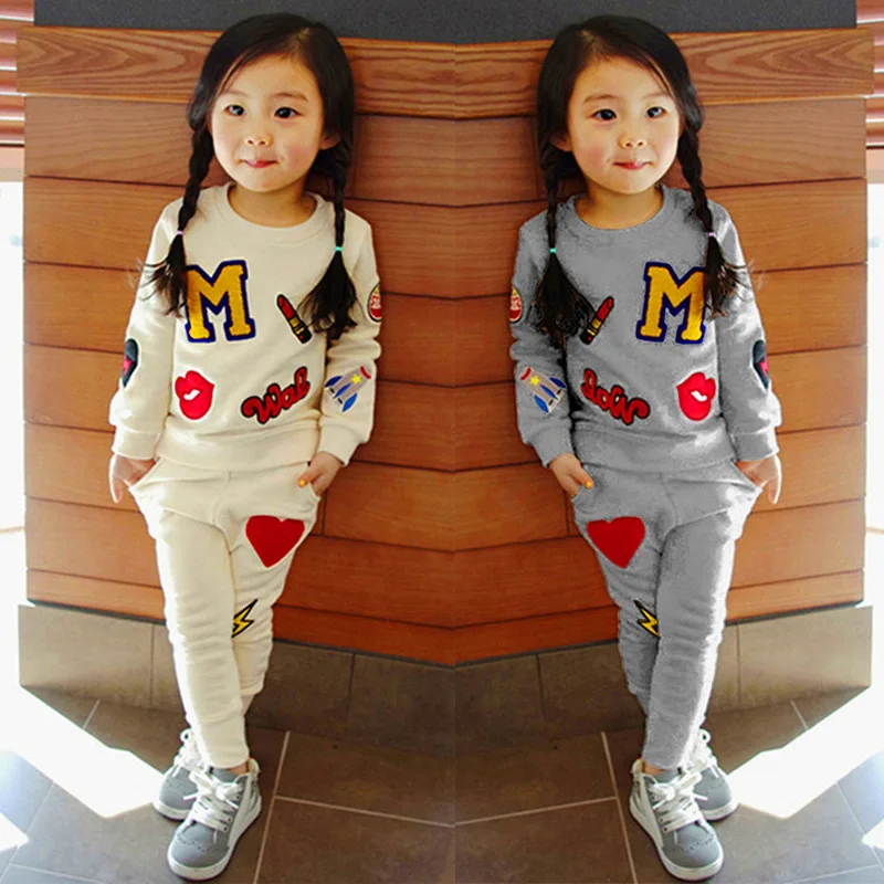 

2022 Spring Autumn Baby Girl Sets Clothing Korean Cotton Version Round Neck Long-sleeved Sweater Trousers 1 2 3 4 5 6 7 8 year