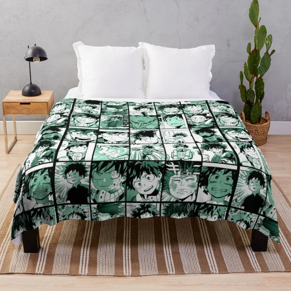 

Midoriya Izuku collage color version Throw Blanket Hair Blanket