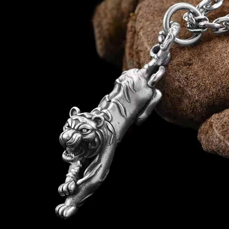 

New Design Retro Domineering Tiger Pendant Men's Necklace Pendant Trend Fashion Men's Jewelry Accessories
