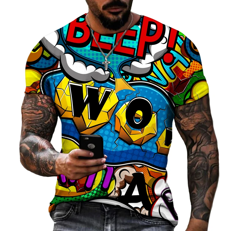 Мужская молодежная уличная модная брендовая одежда с граффити футболка в стиле