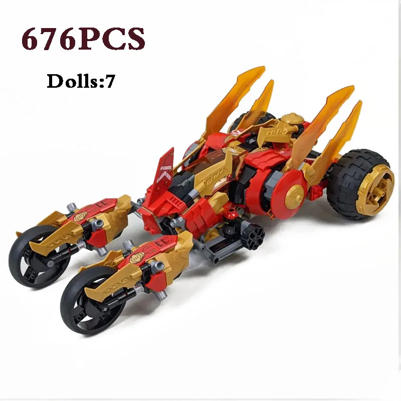 

676pcs Movie Series Golden Dragon Raid Chariot Blocks Season 16 Kai Digital Compatible 71773 Bricks Toy Boy Gift Christmas Gifts
