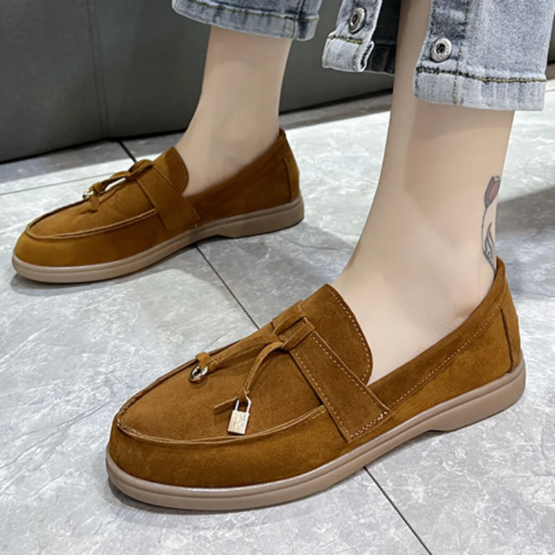 

Women Flat Shoes Round Toe Slip-On Loafers Women 2022 New Casual Walking Shoes Casual Single Shoes Women Luxury