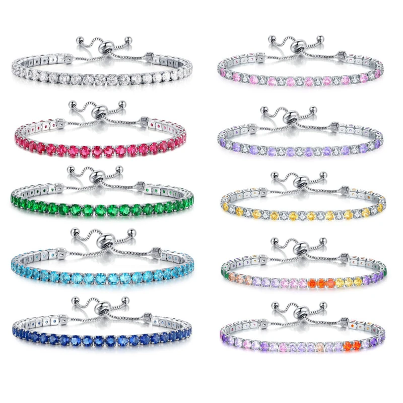 

10 Color 4.0mm Copper Inlaid Zircon Tennis Pull Bracelet New Fashion Single Row Drill High Quality Bracelet Bracelet Wholesale