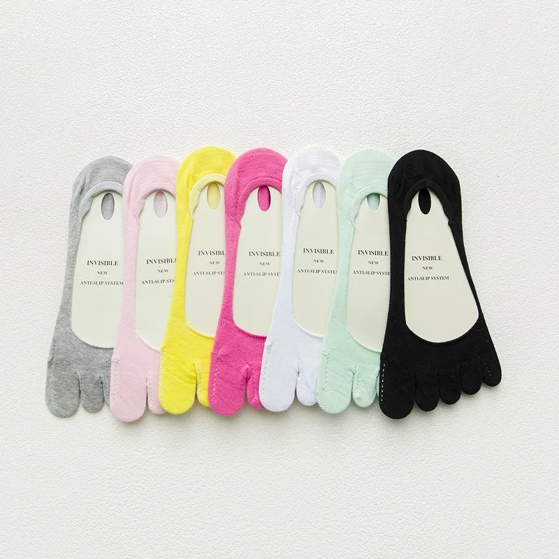 3 Pairs Socks Women Five Finger Socks Cute Sock Solid Color 5 Toe Sock Slippers Girls Lady Harajuku Sweat-absorbing Cotton Socks
