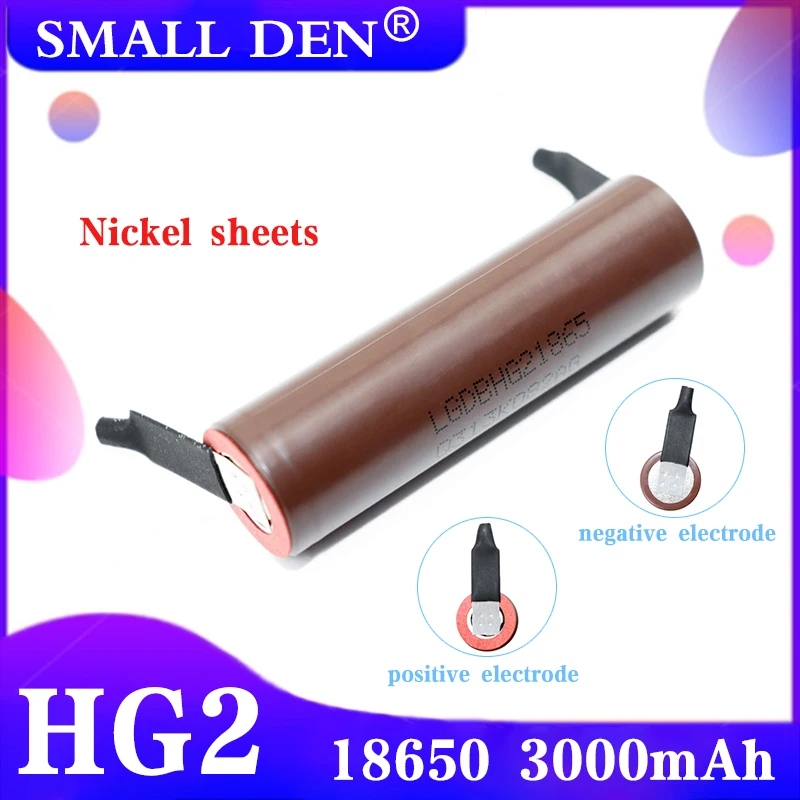 

20PCS 3.7V 18650 HG2 3000mAh+DIY nickel sheet 100% new original 20A continuous discharge maximum 35A power rechargeable battery