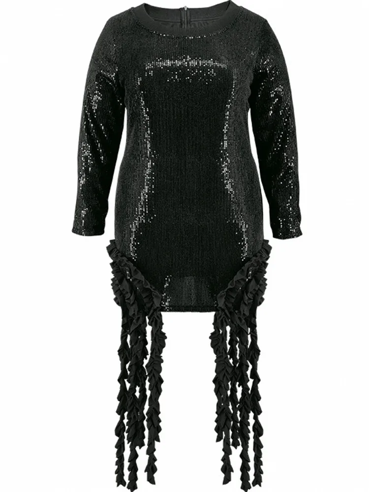 Женское платье-макси с блестками большого размера