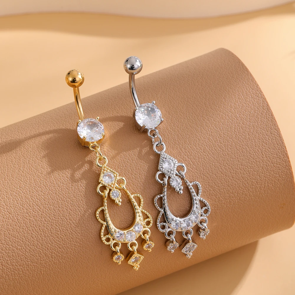 Кольцо для пирсинга живота под розовое золото 14 г