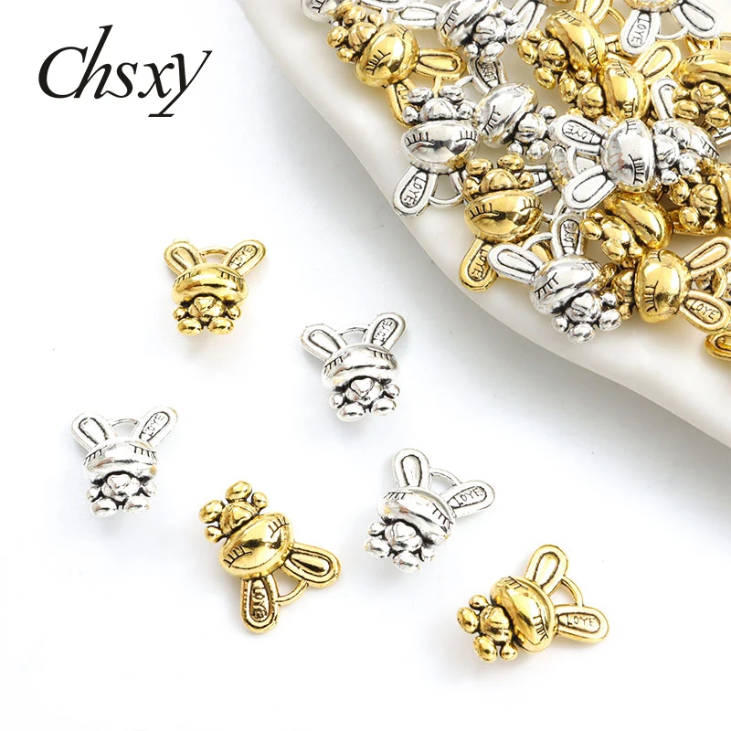 

20pcs Cartoon Rabbit Bunny Alloy Charms Silver/Gold Color Cute Animal Metal Pendants for Making Jewelry DIY Necklace Accessories