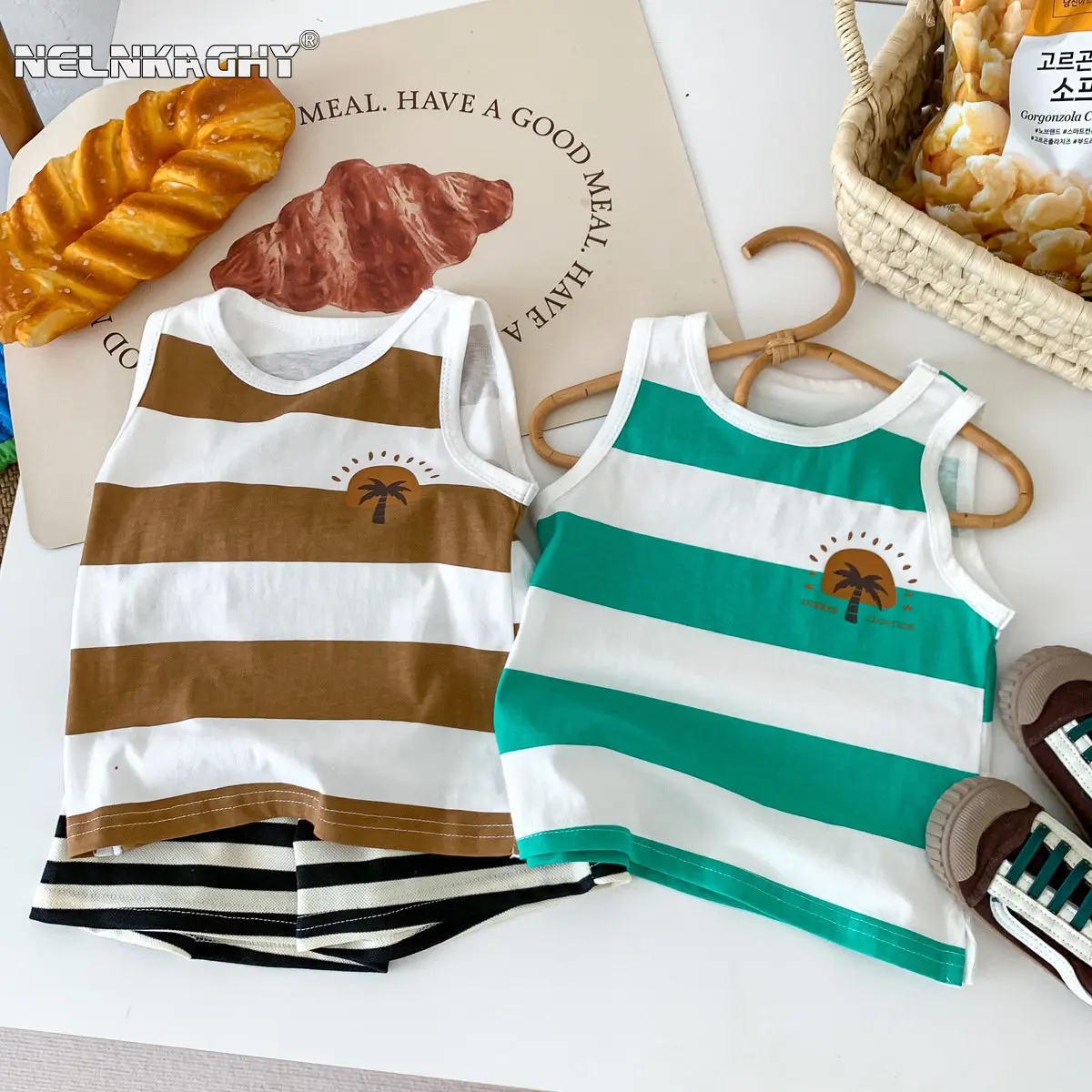 

Kids Striped Sleeveless Cotton Top Vest : 2023 Summer New Arrival - Perfect for Baby Boys Girls, Toddler Children Clothes 6M-5Y