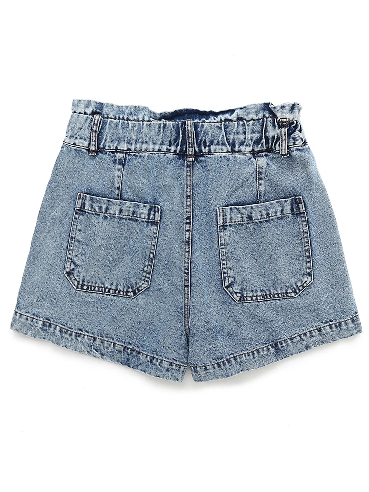 PAILETE Women 2023 fashion with pockets denim shorts vintage high waist zipper fly female short pants mujer