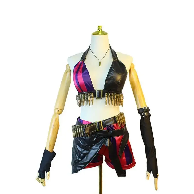 S-XL Jinx Косплей Костюм Парик Татуировка Наклейка Полный комплект Аниме Игра League of