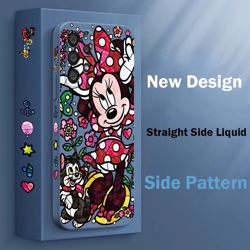 

Disney Donald Duck Minnie Mickey Phone Case For Samsung A73 A53 A33 A52 A32 A71 A51 A21S A03S A50 A30 5G Liquid Left Rope Funda