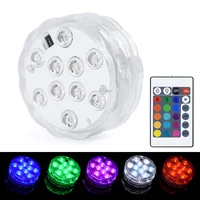 10 led remote controlled rgb submersible light battery operated underwater night light outdoor garden pool party decoration