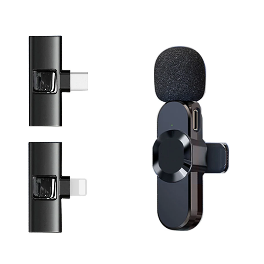 

New Wireless Lavalier Microphone Portable Audio Video Recording Mini Mic for iPhone Android Live Broadcast Gaming Phone Mic