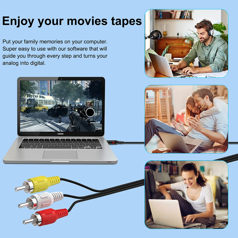 USB Video Capture Card VHS to Digital RCA 2.0 Audio Device Adapter Converter Easy Cap VCR DVR TV for Win7/8/10 |