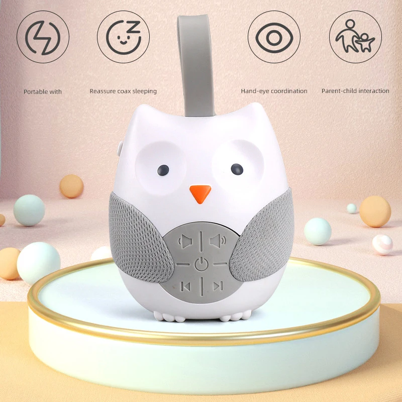 

Newborn Sleep Aid Bed Bell Music Box Owl Sleeping Music Player White Noise Infant Music Player Silicone Strap Third Gear Timing
