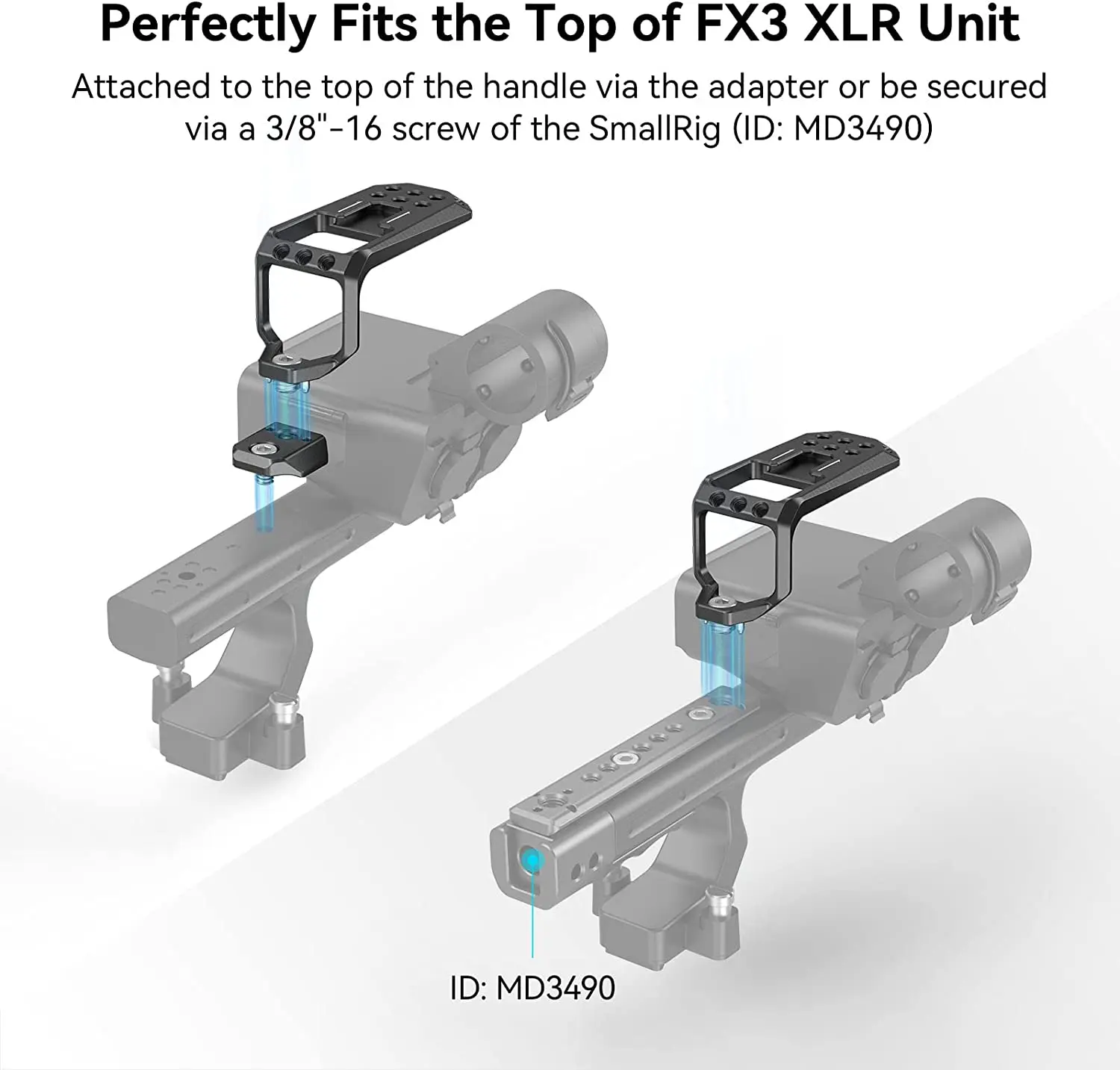 Фото Верхняя пластина SmallRig для Sony FX3 XLR Unit, для FX3 оригинальная ручка с 1/4 ''-20 резьбовыми отверстиями, Холодный башмак, прикрепляющий микрофон MD3990 №3