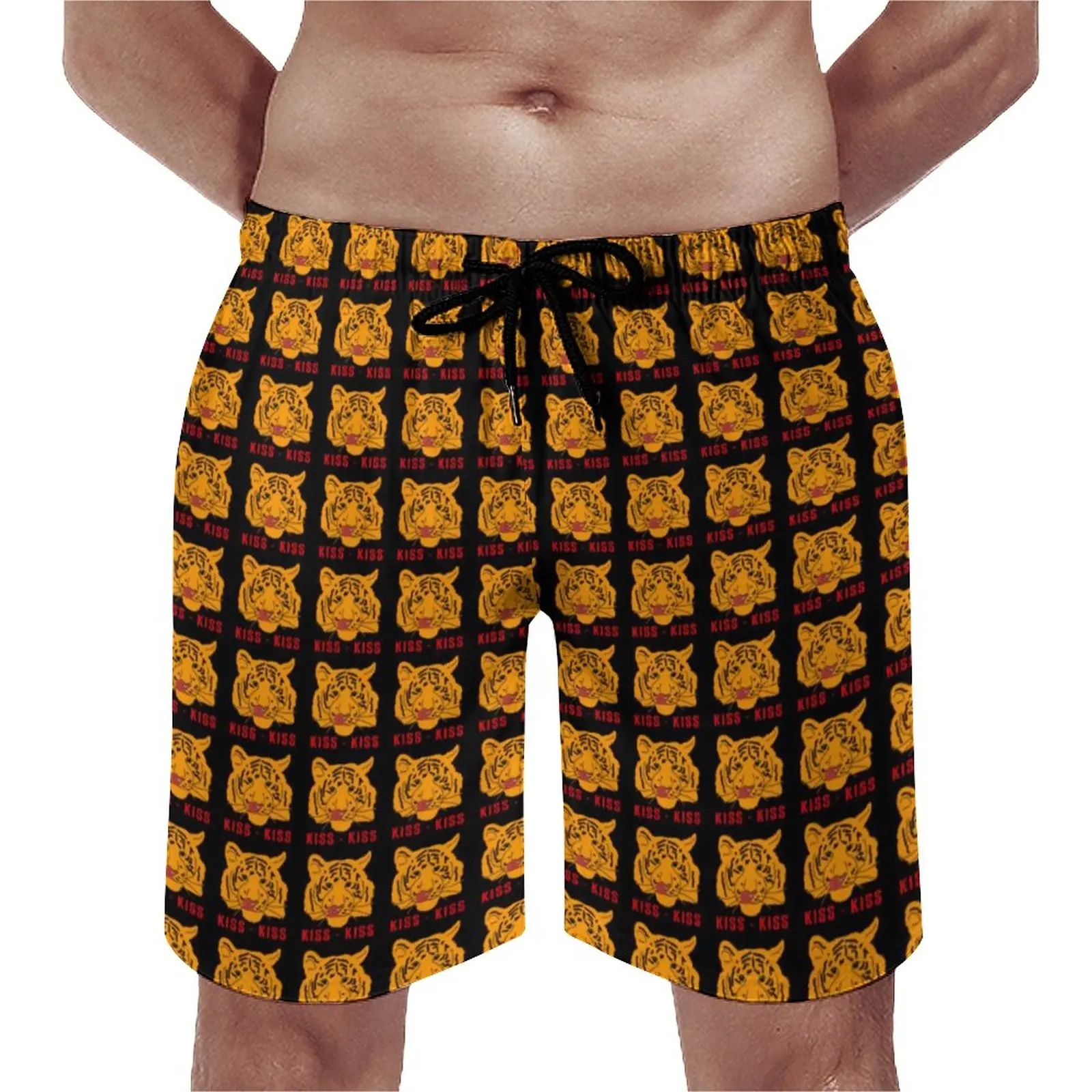

Cute Tiger Kiss Gym Shorts Animal Face Print Funny Beach Short Pants Men's Pattern Sports Quick Dry Beach Trunks Gift