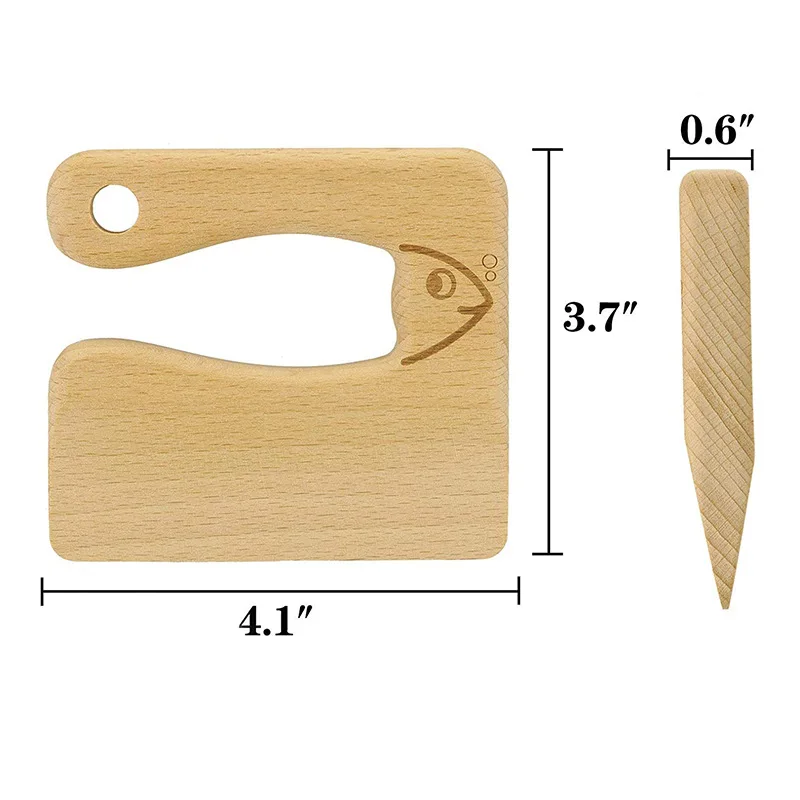 Wooden Knife Kids Cooking Toys Cute Fish Safe Knives Cutting Fruit Vegetable Chopper Kitchen Toy Baby Montessori Education Tools images - 6
