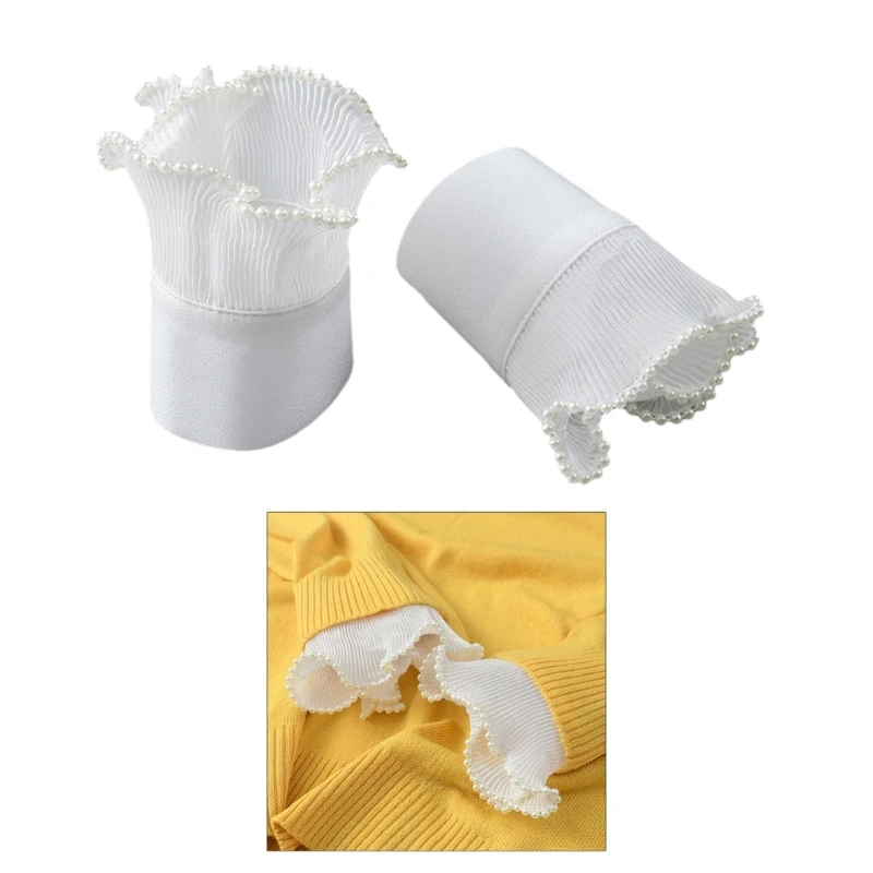 

Delicate Ruffle Cuffs White Color Wrist Cuffs Cosplay Wrist Ornaments for Teens Drop Shipping