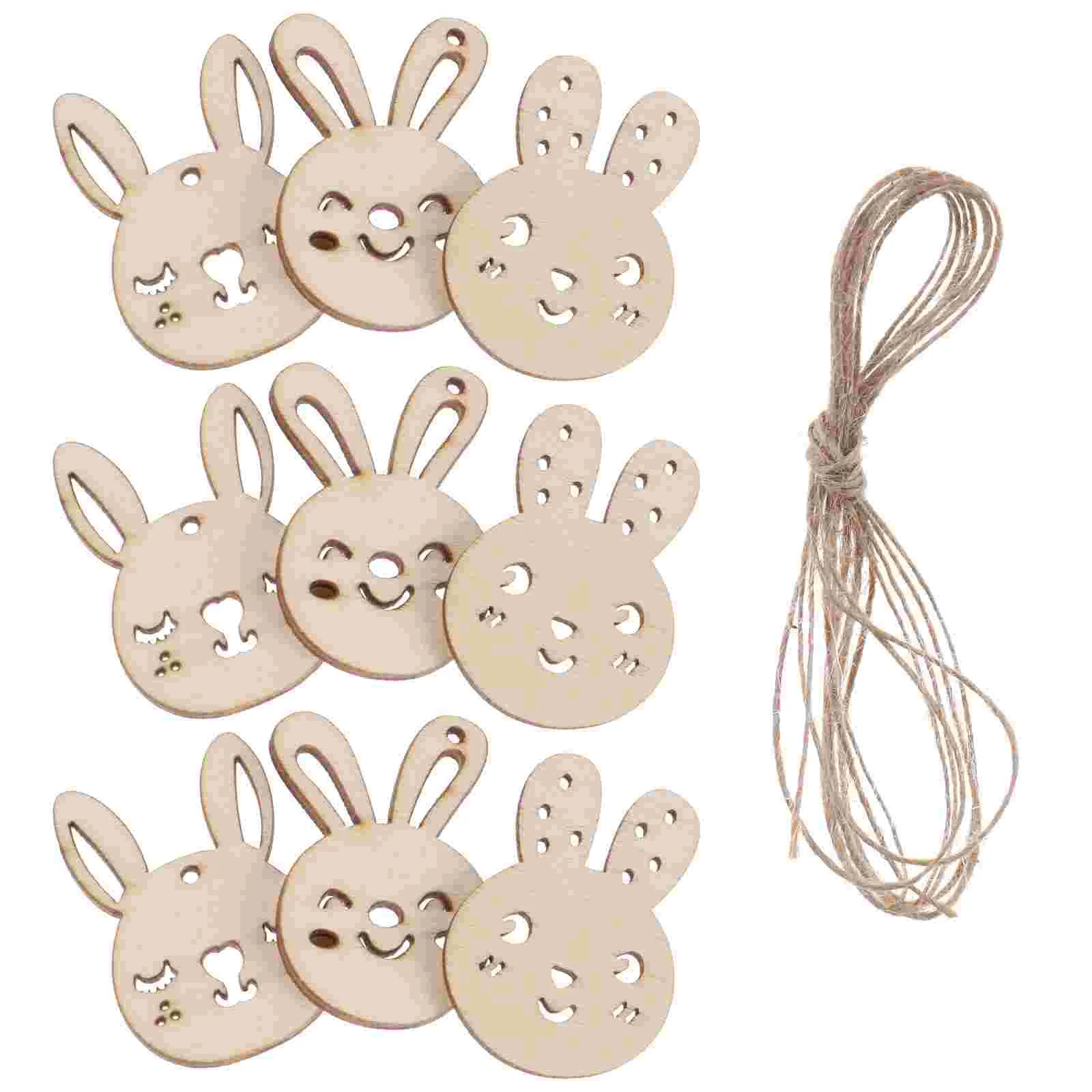

50pcs Easter Unfinished Wood Chip Easter Crafts Decoration Easter Party Decoration Easter Rabbit Wooden Ornaments