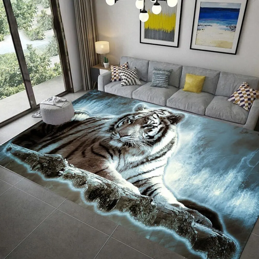 

Tiger and Leopard Felt Carpet Animal Series Non Slip Floor Mat Modern Home Decoration Living Room Balcony Bedroom Floor Mats